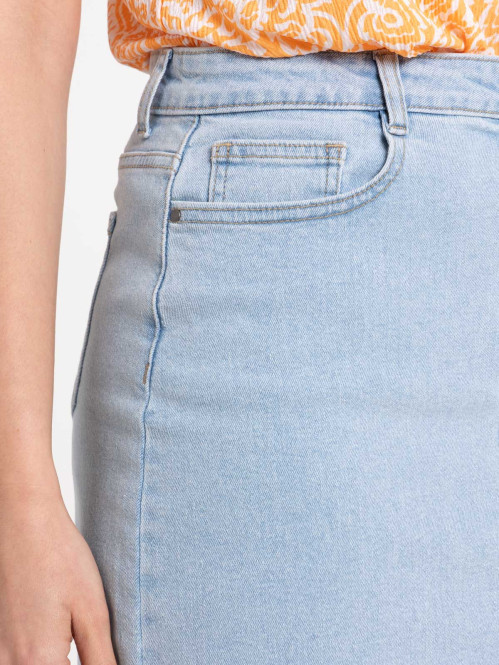 Jupe denim bleached femme