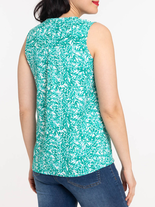 Blouse sans manches motif fleuri femme