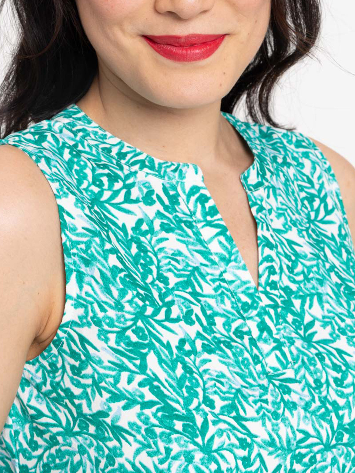 Blouse sans manches motif fleuri femme