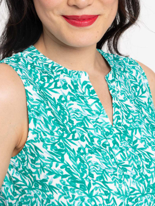 Blouse sans manches motif fleuri femme