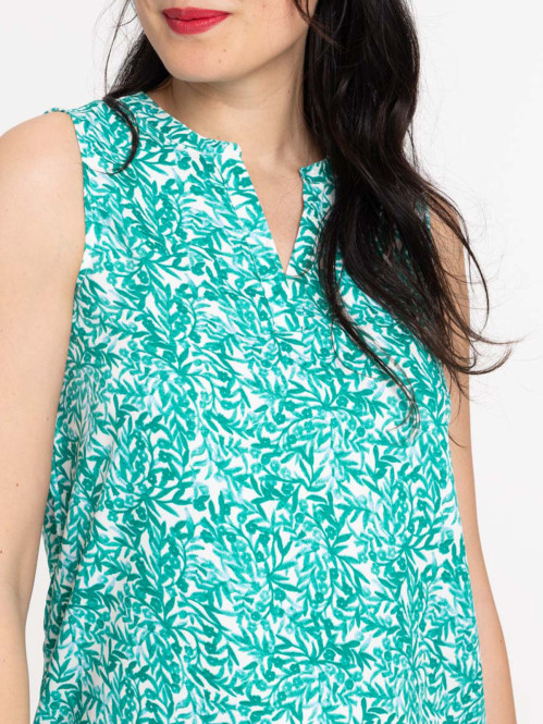 Blouse sans manches motif fleuri femme