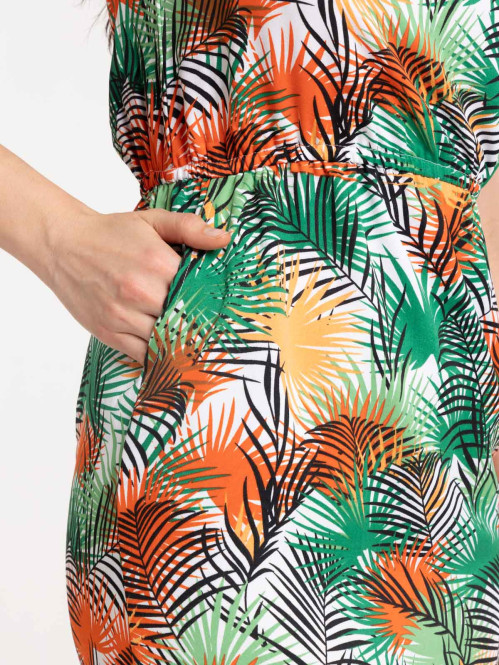 Robe imprimée feuillage femme