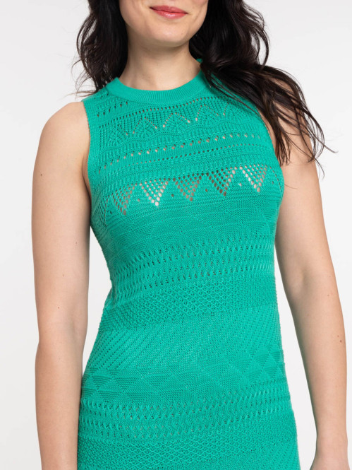 Robe crochet coloris gazon femme