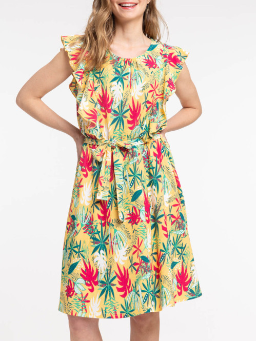 Robe motif tropical femme