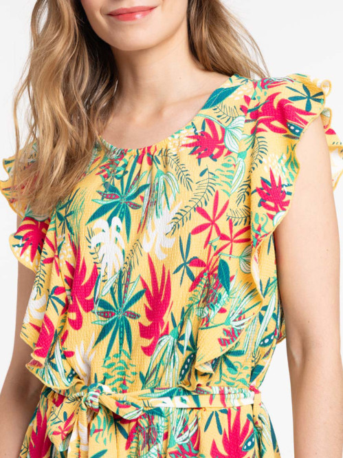 Robe motif tropical femme