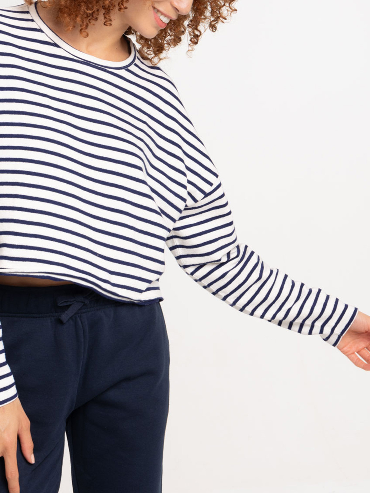 T-shirt marinière court femme