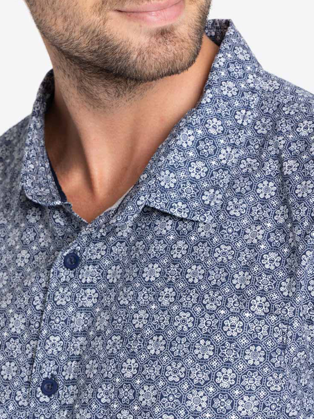 Chemise homme imprimée marine navy