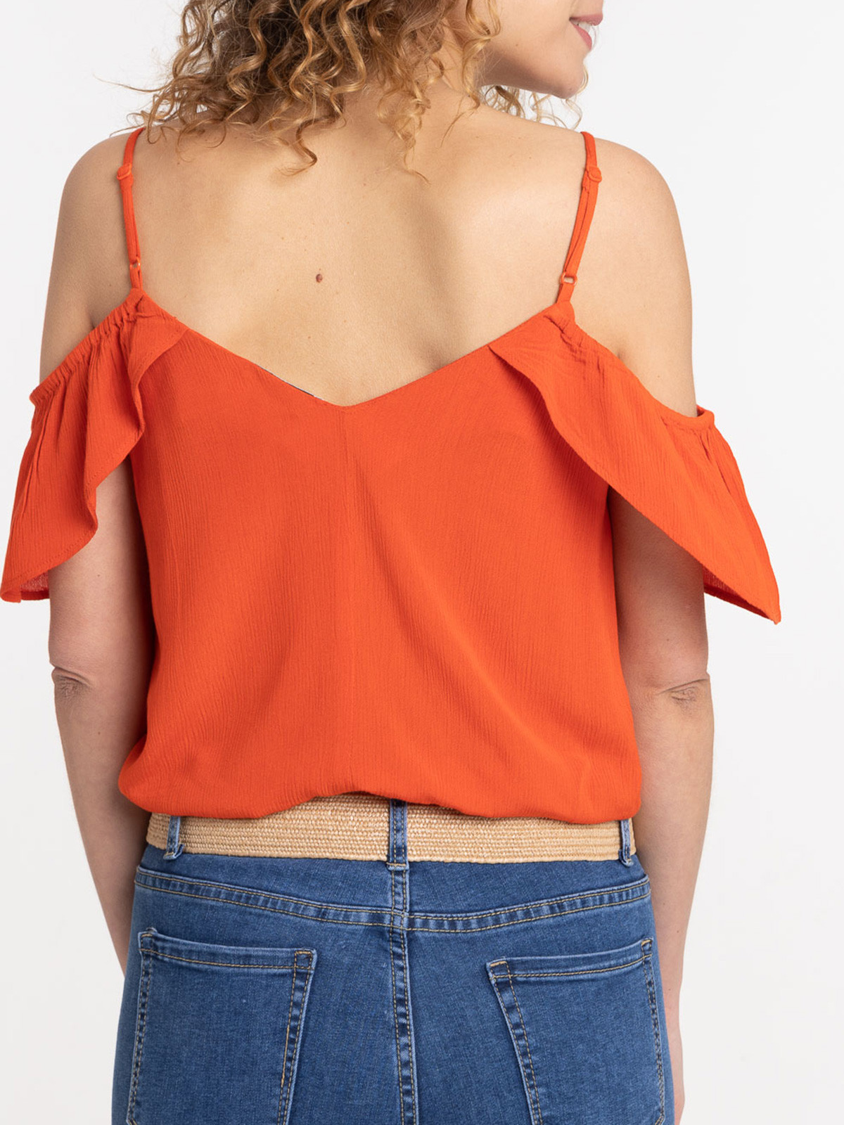 Blouse bretelle et volant Paprika femme