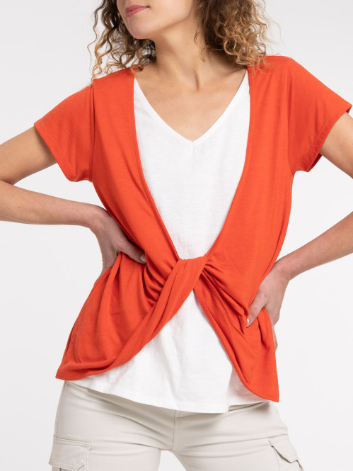 T-shirt effet 2 en 1 femme