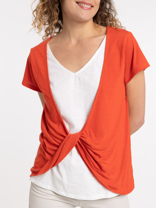 T-shirt effet 2 en 1 femme