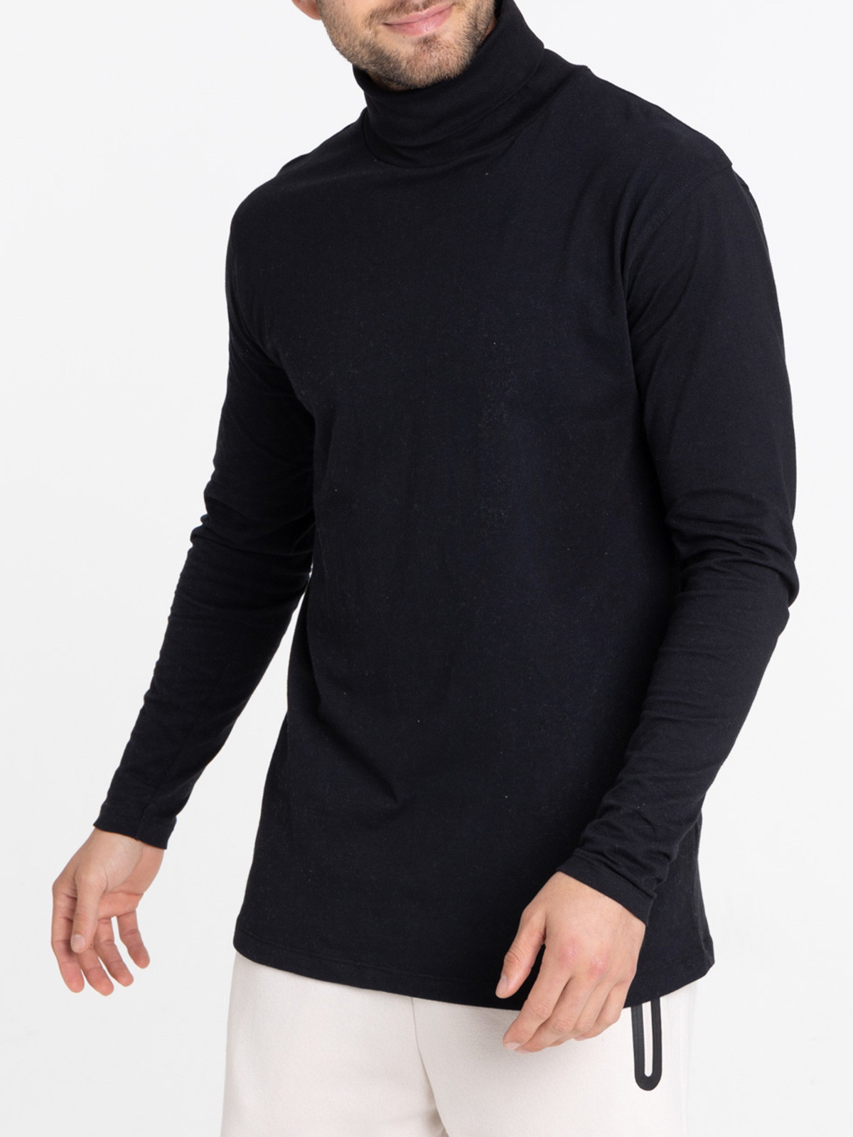 Sous-pull noir 100% coton homme