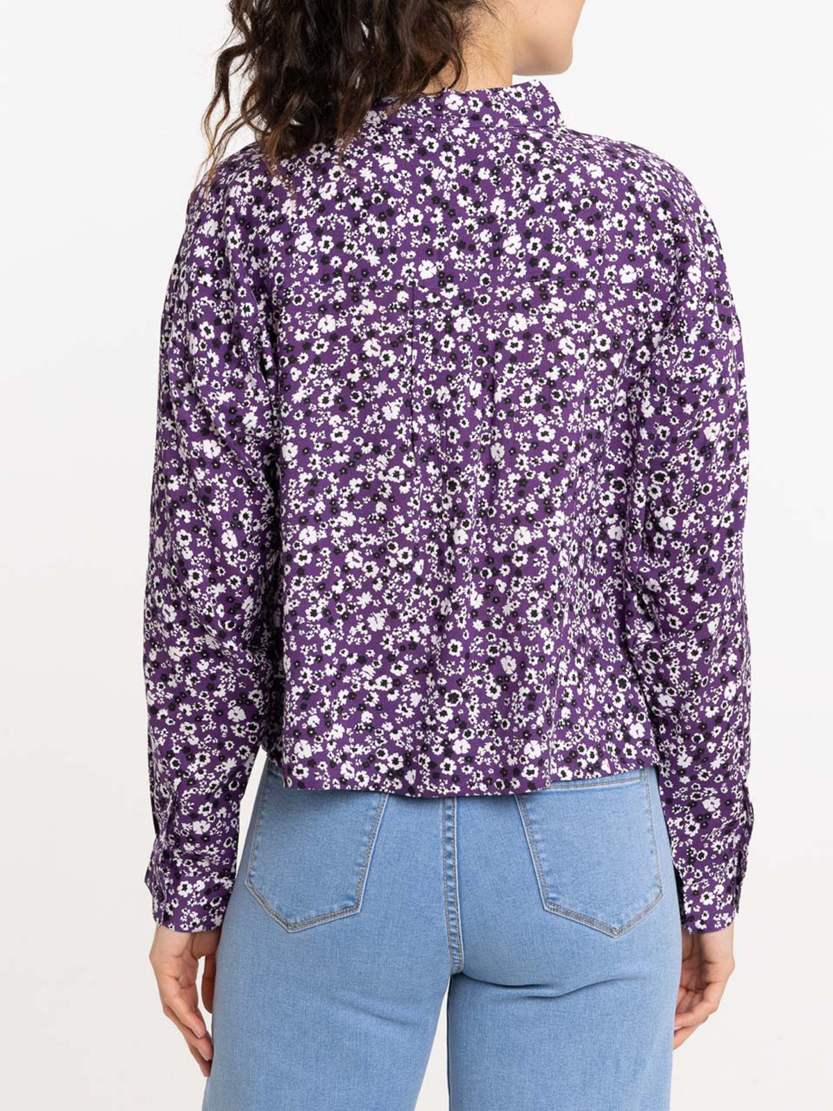 Chemise imprimée fleurie courte femme