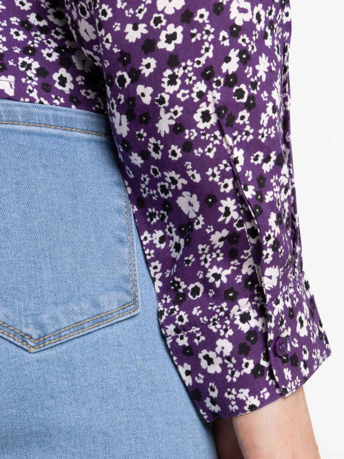 Chemise imprimée fleurie courte femme