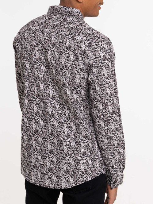 Chemise fleurie noire homme