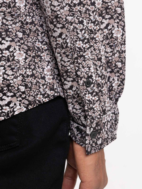 Chemise fleurie noire homme