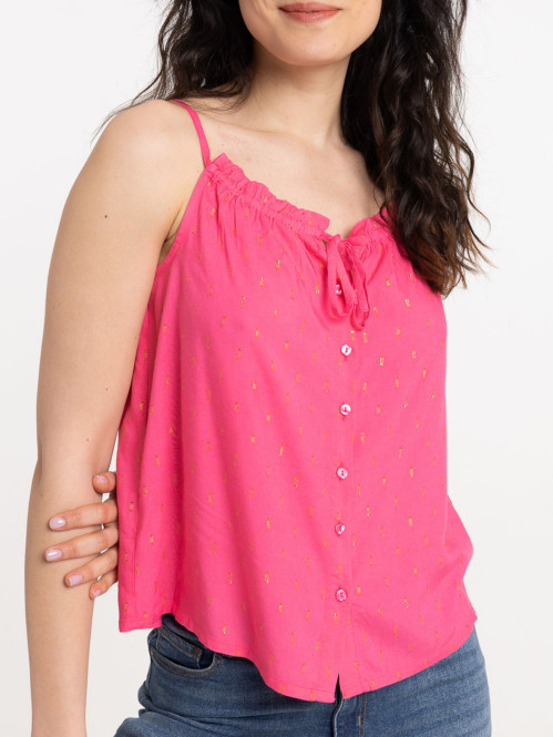 Top bretelles flamant rose femme