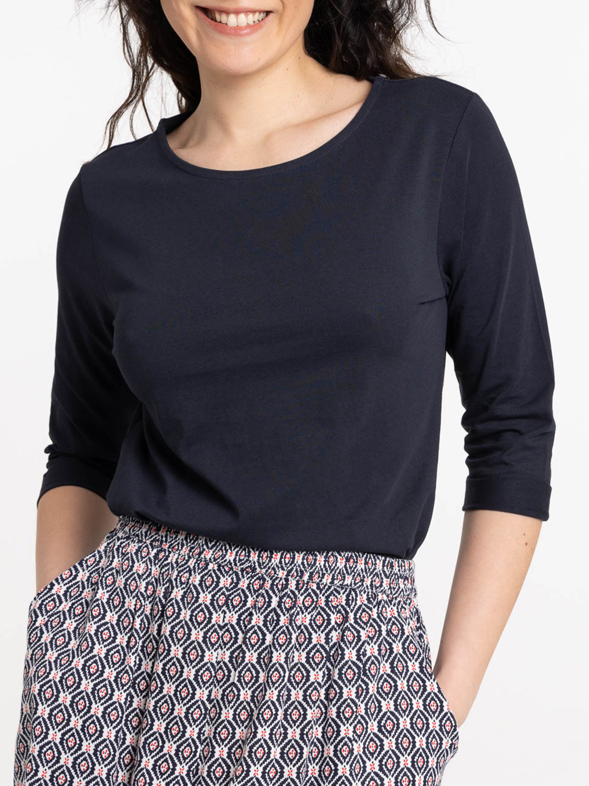 T-shirt uni marine femme