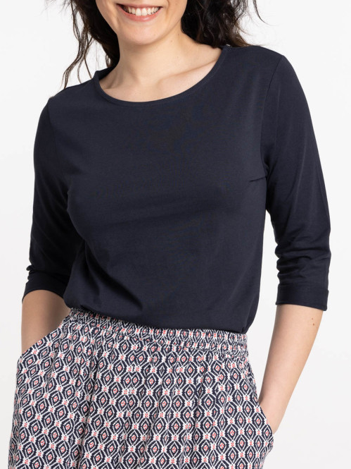 T-shirt uni marine femme