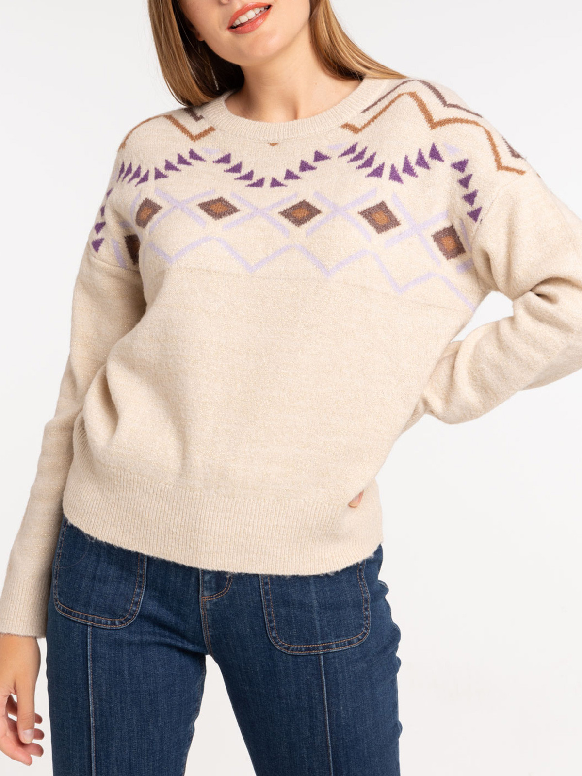Pull motif ethnique femme