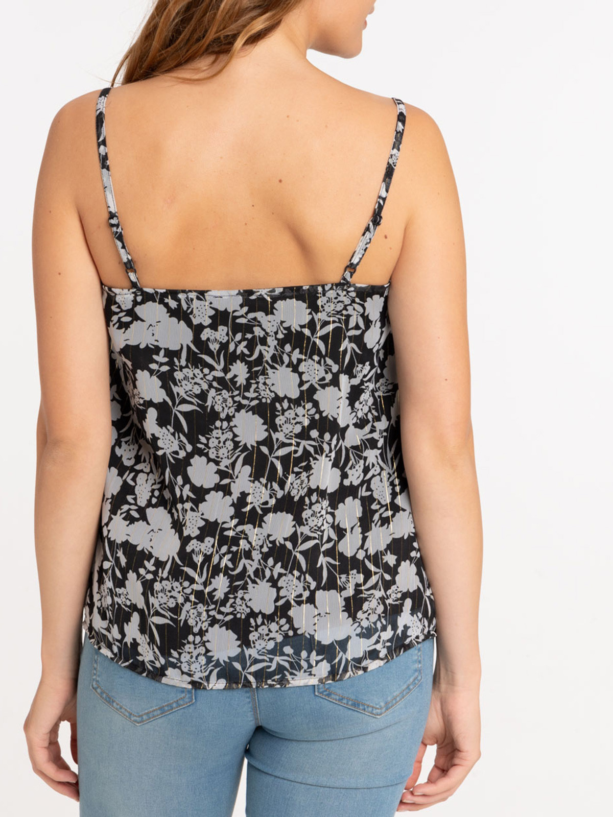 Top bretelle voile imprimé femme