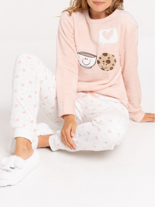 Pyjama polaire café et cookie femme