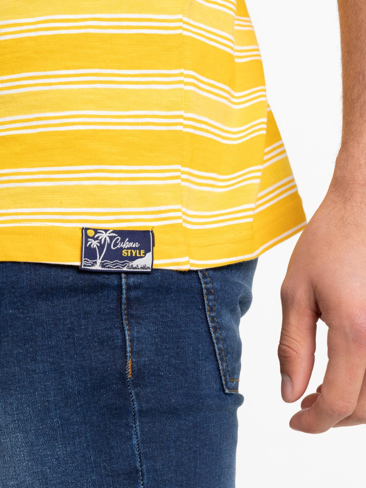 T-shirt à rayures citronelle homme