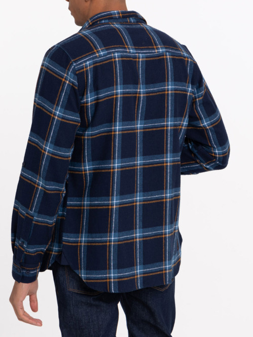 Chemise à carreaux marine navy homme