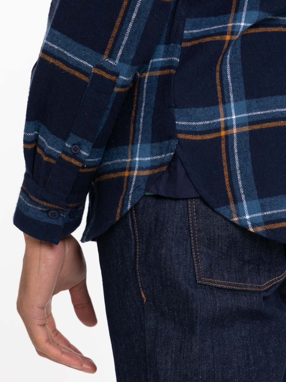 Chemise à carreaux marine navy homme