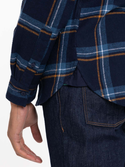 Chemise à carreaux marine navy homme