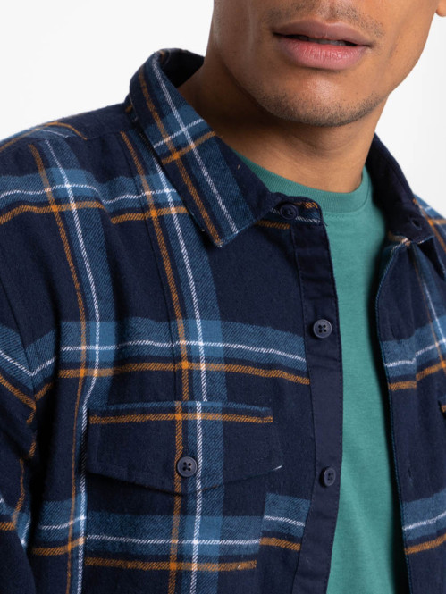 Chemise à carreaux marine navy homme