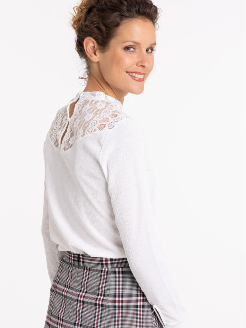 T-shirt écru dentelle femme