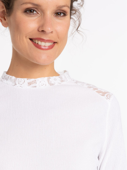 T-shirt écru dentelle femme