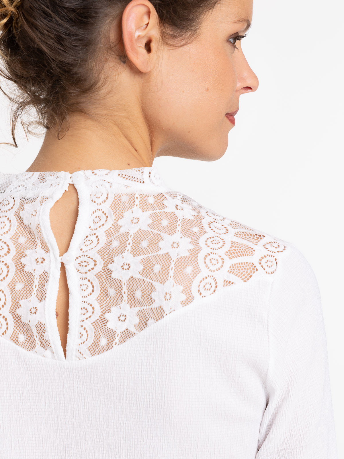T-shirt écru dentelle femme