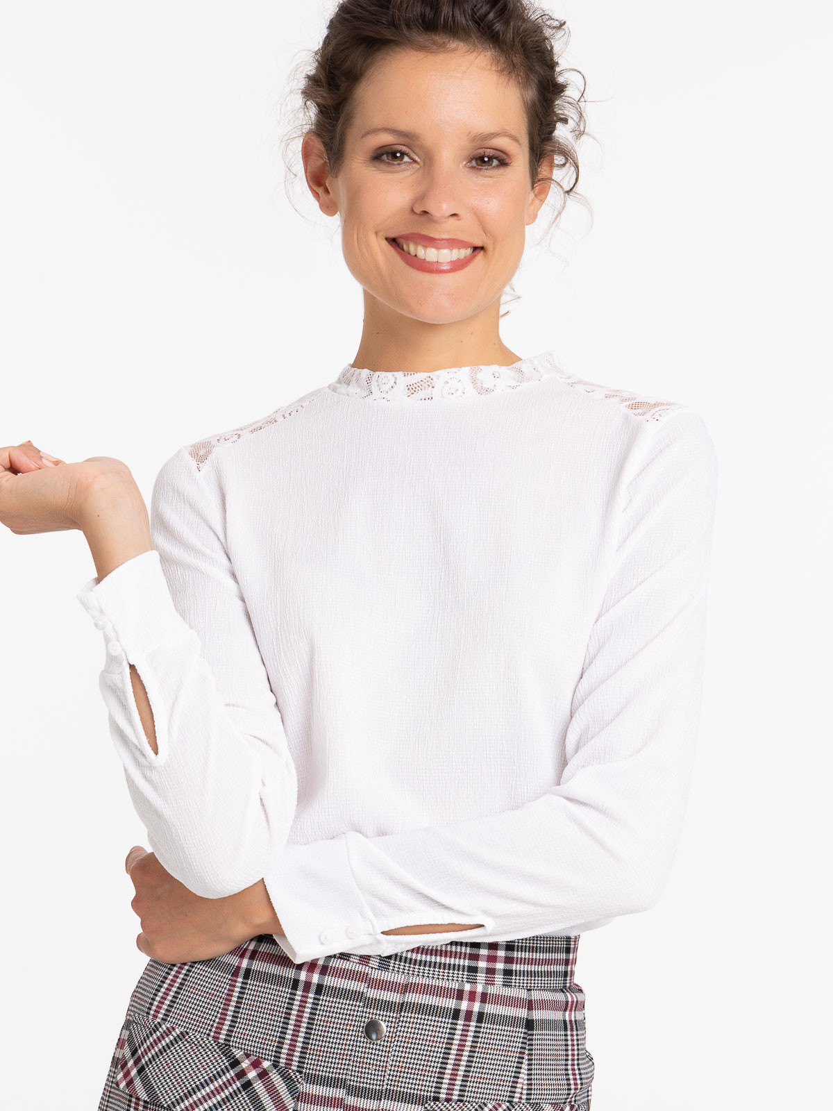 T-shirt écru dentelle femme