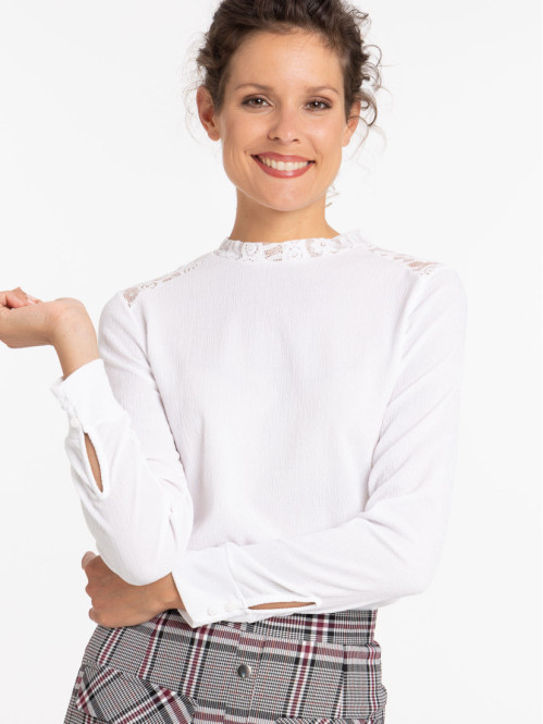 T-shirt écru dentelle femme