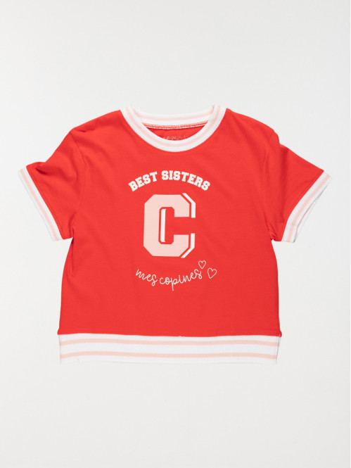 T-shirt cerise à message fille (10-16A)