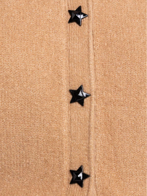 Gilet boutons étoiles femme camel chiné Gilet boutons étoiles femme camel chiné