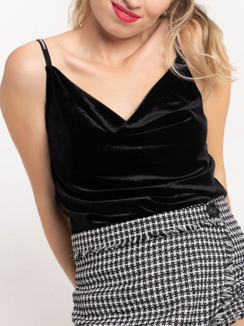 Top velours noir femme