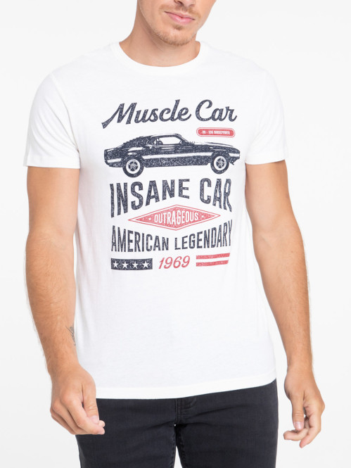 T-shirt écru 100% coton homme