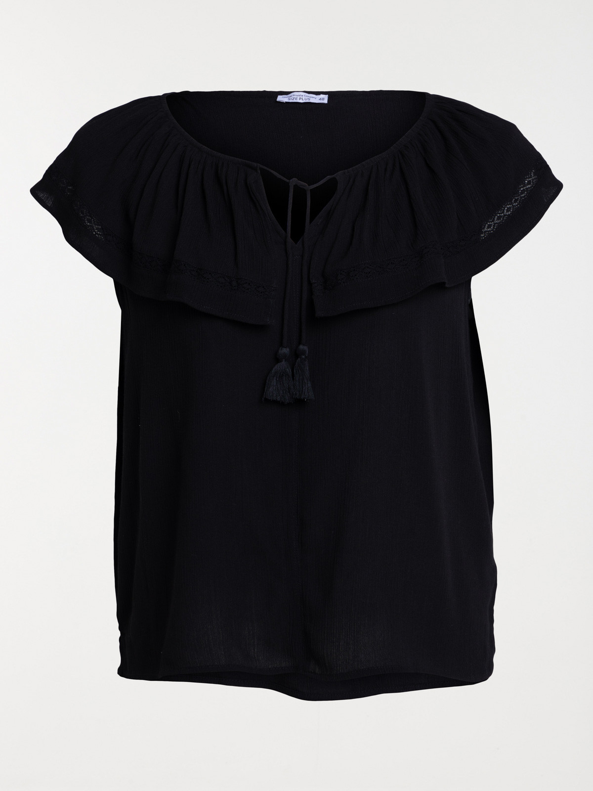 Blouse col volanté grande taille femme