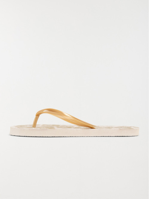 Tong motif fleur doré femme...