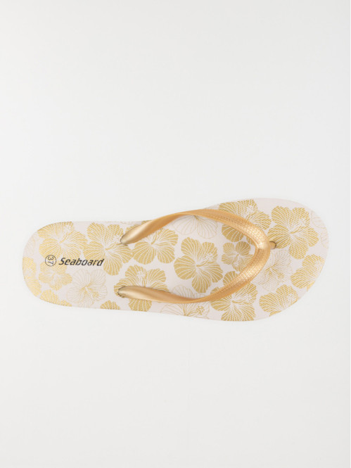 Tong motif fleur doré femme...