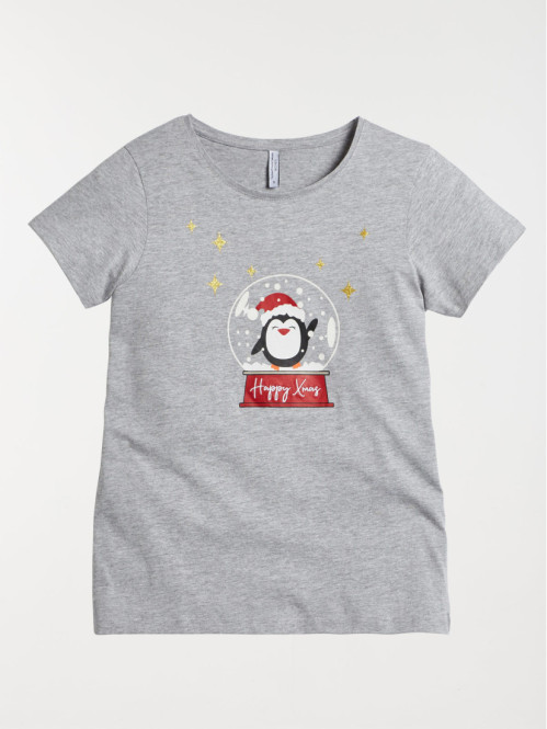 T-shirt de Noël motif pingouin femme