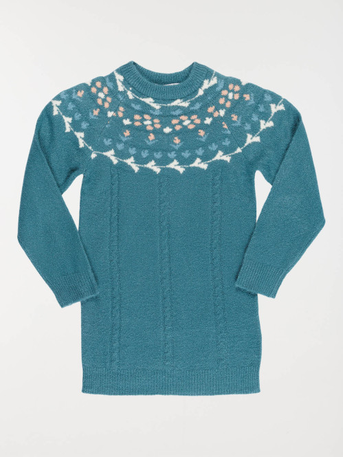 Robe pull petrol blue fille (3-12A)