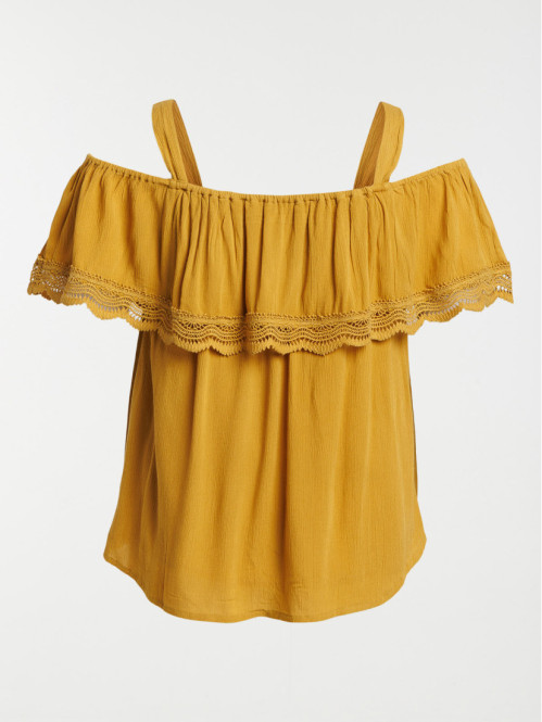 Top jaune curry grande taille femme Top jaune curry grande taille femme
