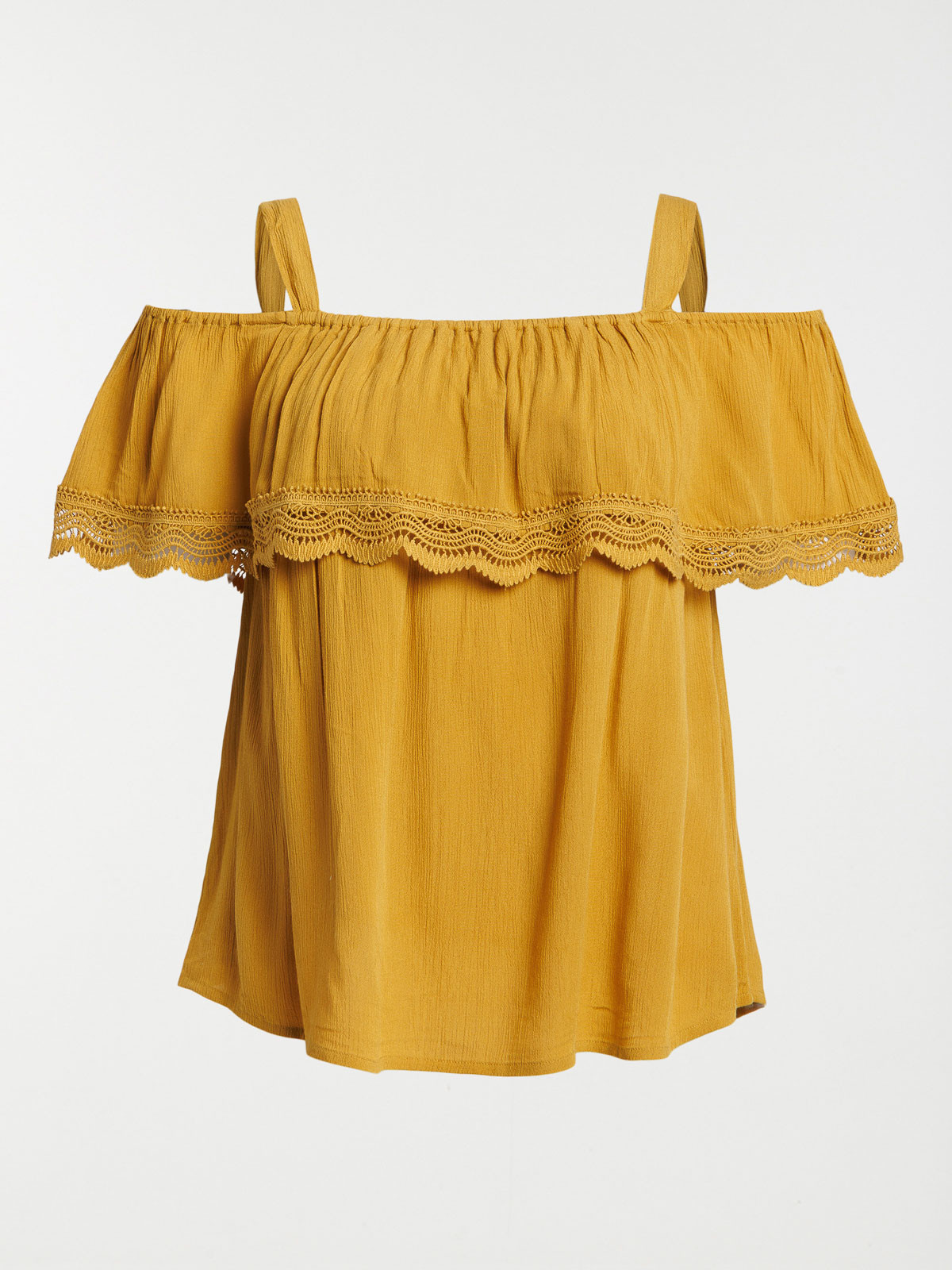 Top jaune curry grande taille femme