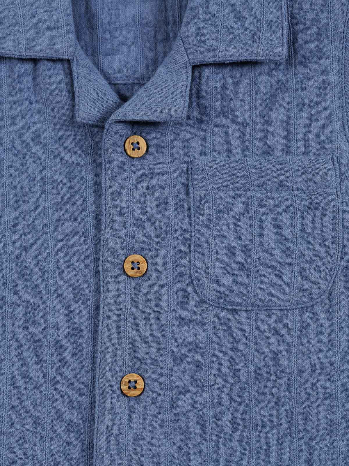 Chemisette unie indigo garçon (6-36M)