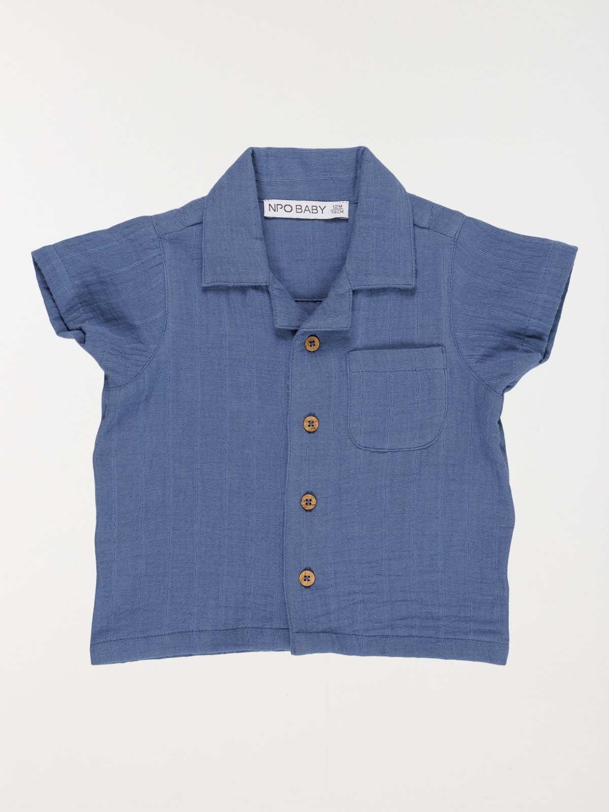 Chemisette unie indigo garçon (6-36M)