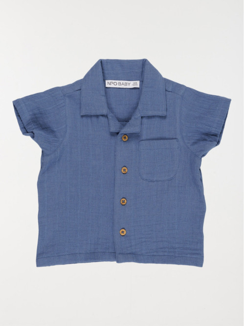 Chemisette unie indigo garçon (6-36M)
