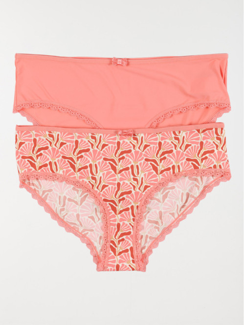 Lot de 2 shorties corail femme (S-XL)